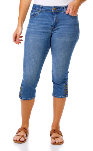 Thumbnail 2: D. Jeans Petite High Rise Snap Hem Denim Capris 