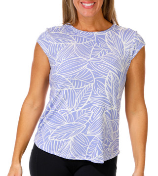 Thumbnail 1: Blue Sol Women's Short Sleeve Palm Leaves Top 