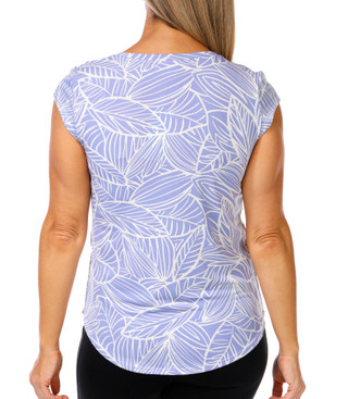 Thumbnail 6: Blue Sol Women's Short Sleeve Palm Leaves Top 