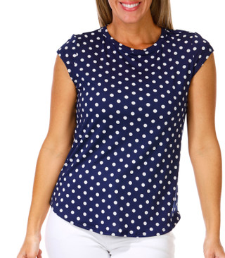 Thumbnail 1: Blue Sol Women's Short Sleeve Polka Dot Top 