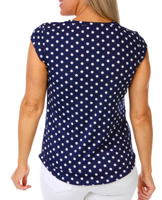 Thumbnail 3: Blue Sol Women's Short Sleeve Polka Dot Top 