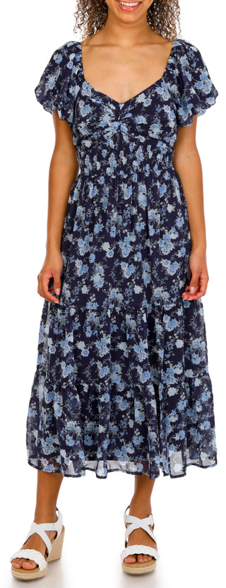 Thumbnail 1: Trixxi Juniors Short Sleeve Floral Maxi Dress 