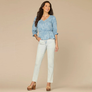 Thumbnail 5: Democracy Womens Tencel Print Peplum Top 
