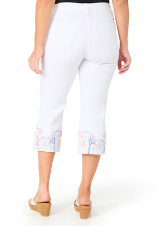 Thumbnail 3: Stella Parker Petite Embroidered Hem Slim Fit Mid Rise Capris 