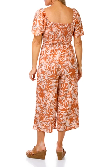 Thumbnail 2: Luxology Women's Short Sleeve Smocked Print Jumpsuit 