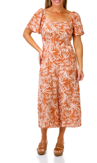Thumbnail 1: Luxology Women's Short Sleeve Smocked Print Jumpsuit 