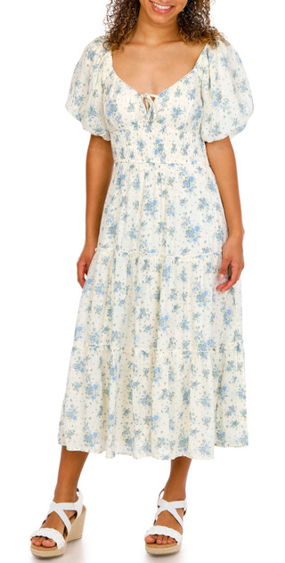 Thumbnail 1: Trixxi Juniors Short Sleeve Floral Print Maxi Dress 