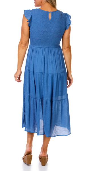 Thumbnail 5: Blu Pepper Juniors Smocked Top Tiered Midi Dress 