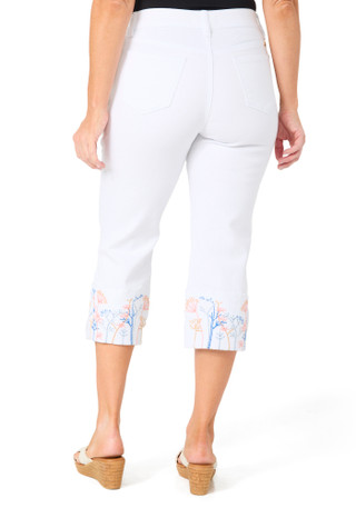 Thumbnail 3: Stella Parker Women's Embroidered Hem Slim Fit Mid Rise Capris 