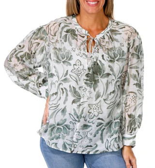 Thumbnail 1: Vince Camuto Women's Oversized Print Peasant Top 