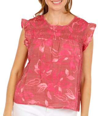 Thumbnail 1: Nanette Lepore Women's Smocked Cherry Print Flutter Sleeve Top 