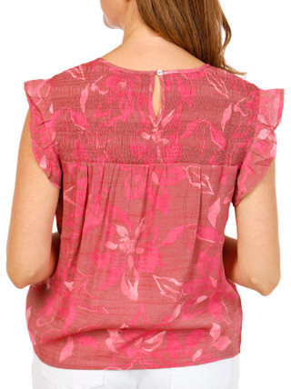 Thumbnail 2: Nanette Lepore Women's Smocked Cherry Print Flutter Sleeve Top 
