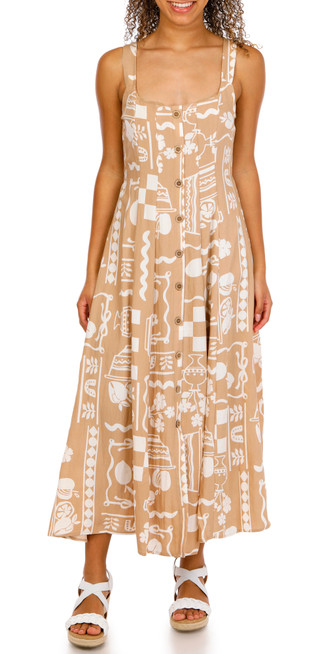 Thumbnail 1: Blu Pepper Juniors Sleeveless Button Down Print Dress 