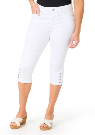 Thumbnail 2: D. Jeans Petite Snap Hem High Rise Solid Capris 