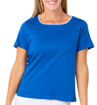 Thumbnail 1: Coral Bay Women's Petite Tuck Stitch Neck Top  