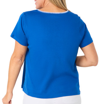 Thumbnail 2: Coral Bay Women's Petite Tuck Stitch Neck Top  