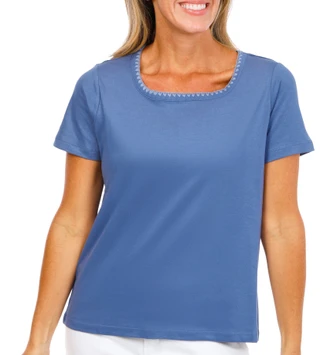 Thumbnail 1: Coral Bay Women's Petite Tuck Stitch Neck Top  
