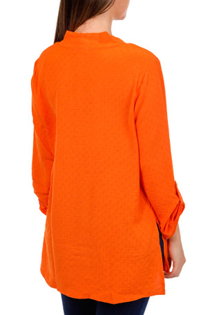 Thumbnail 3: Floral & Ivy Women's 3/4 Sleeve Jacquard V-Neck Airflow Top 