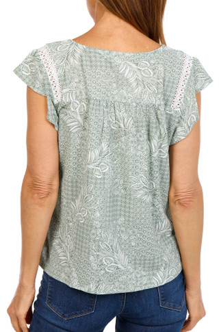 Thumbnail 3: Joie De Vivre Women's Flutter Sleeve Print Top 