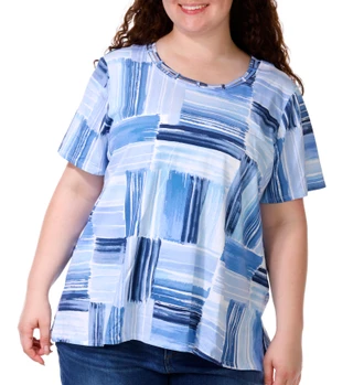 Thumbnail 1: Alfred Dunner Plus Short Sleeve Patchwork Top 