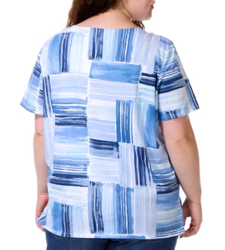Thumbnail 2: Alfred Dunner Plus Short Sleeve Patchwork Top 
