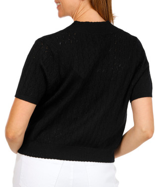 Thumbnail 3: Nina Leonard Women's Short Sleeve Solid Open Scalloped Bolero 