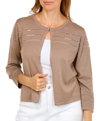 Thumbnail 1: Nina Leonard Women's 3/4 Sleeve Hook Neck Ribbed Bolero 