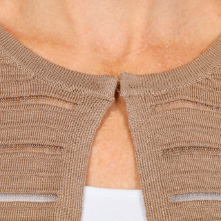 Thumbnail 3: Nina Leonard Women's 3/4 Sleeve Hook Neck Ribbed Bolero 