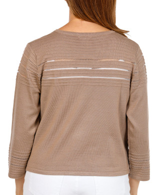 Thumbnail 4: Nina Leonard Women's 3/4 Sleeve Hook Neck Ribbed Bolero 