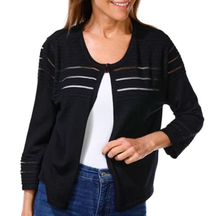 Thumbnail 1: Nina Leonard Women's 3/4 Sleeve Hook Neck Ribbed Bolero 