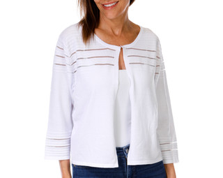 Thumbnail 1: Nina Leonard Women's 3/4 Sleeve Hook Neck Ribbed Bolero 