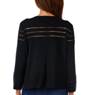 Thumbnail 3: Nina Leonard Women's 3/4 Sleeve Hook Neck Ribbed Bolero 