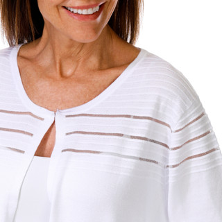 Thumbnail 3: Nina Leonard Women's 3/4 Sleeve Hook Neck Ribbed Bolero 