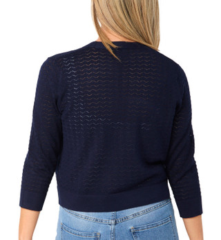 Thumbnail 2: Nina Leonard Women's 3/4 Sleeve Solid Chevron Bolero 