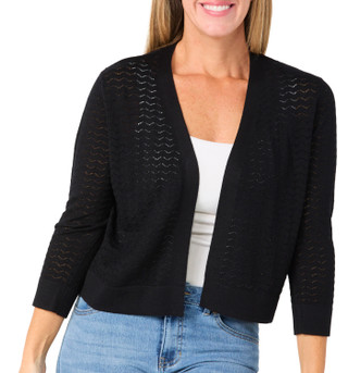 Thumbnail 1: Nina Leonard Women's 3/4 Sleeve Solid Chevron Bolero 
