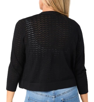 Thumbnail 2: Nina Leonard Women's 3/4 Sleeve Solid Chevron Bolero 