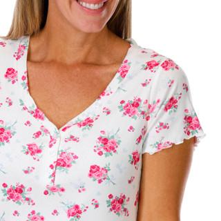 Thumbnail 2: Jessica Simpson Women's Floral Print Henley Sleepshirt 