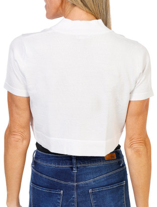 Thumbnail 3: Nina Leonard Women's Short Sleeve Solid Classic Knit Bolero 