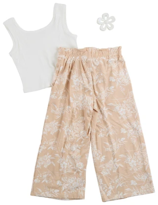 Thumbnail 2: Btween Little Girls 3 Pc Wide Leg Pants Set 