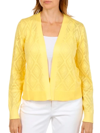 Thumbnail 1: Kathy Ireland Women's Long Sleeve Solid Pointelle Shrug 