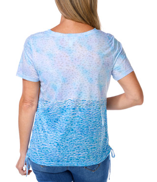 Thumbnail 2: ART & SOL Art & Sol Women's Short Sleeve Ruched Side Print Top 