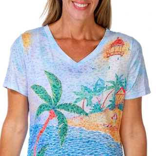 Thumbnail 3: ART & SOL Art & Sol Women's Short Sleeve Ruched Side Print Top 