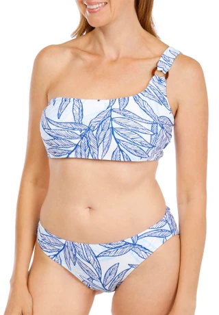 Thumbnail 4: Southern Tide Women's Blue Palms One Shoulder Bikini Top 