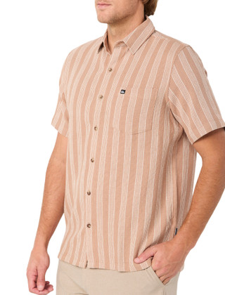 Thumbnail 2: Quiksilver Men's Short Sleeve Textured Stripe Button Down Shirt 