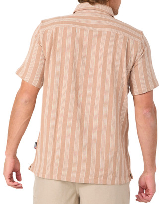 Thumbnail 3: Quiksilver Men's Short Sleeve Textured Stripe Button Down Shirt 