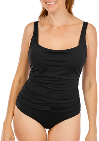 Thumbnail 1: Anne Cole Women's Square Neck Shirred One Piece Swimsuit 