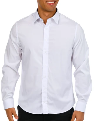 Thumbnail 1: Nick Graham Men's Long Sleeve Solid Traveler Dress Shirt 