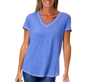 Thumbnail 1: Blue Sol Women's V-Neck Luxey Solid Top 