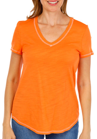 Thumbnail 3: Blue Sol Women's V-Neck Luxey Solid Top 