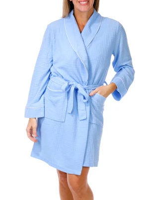 Thumbnail 1: Jasmine Rose Women's Solid Houndstooth Robe 